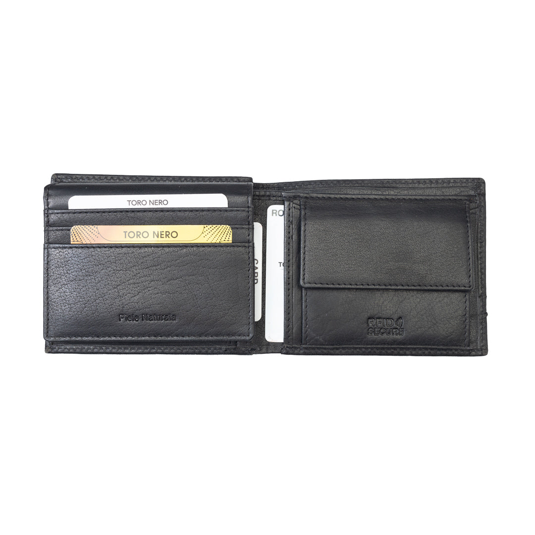 Herrenbrieftasche aus echtem Leder, schwarz Andy, RFID-Schutz