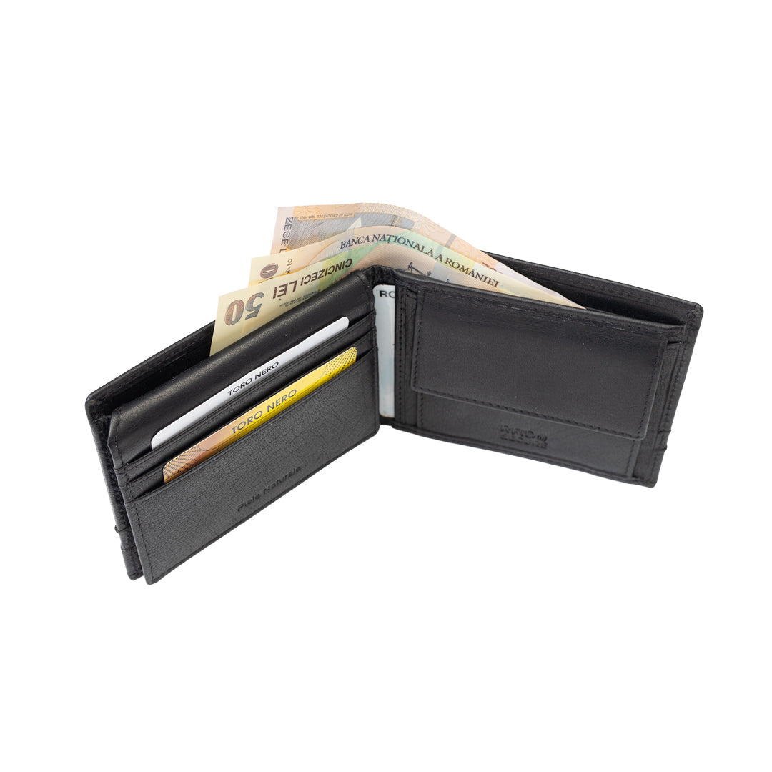Herrenbrieftasche aus echtem Leder, schwarz Andy, RFID-Schutz