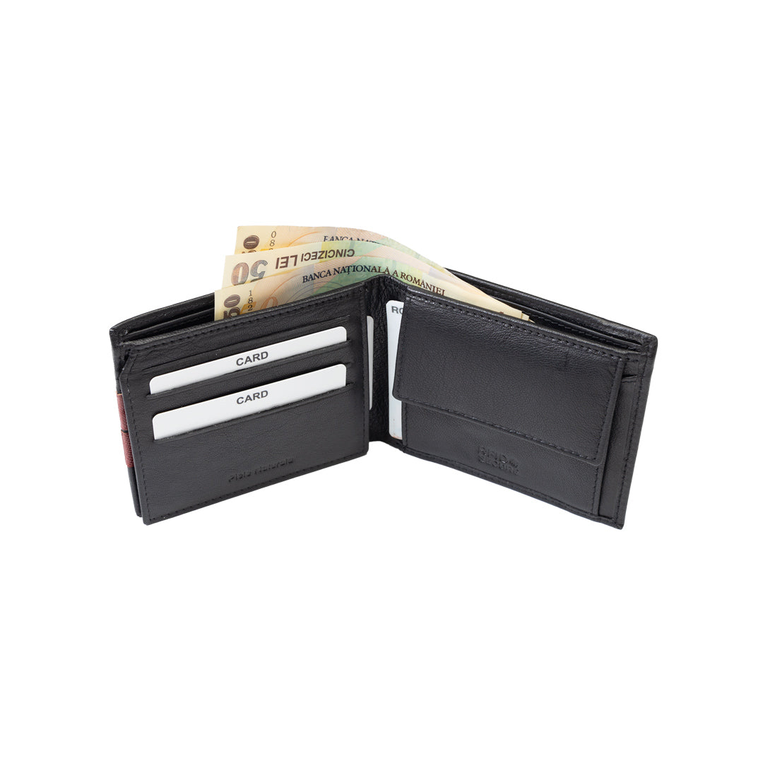 Men's wallet made of black genuine leather Carol, RFID protection