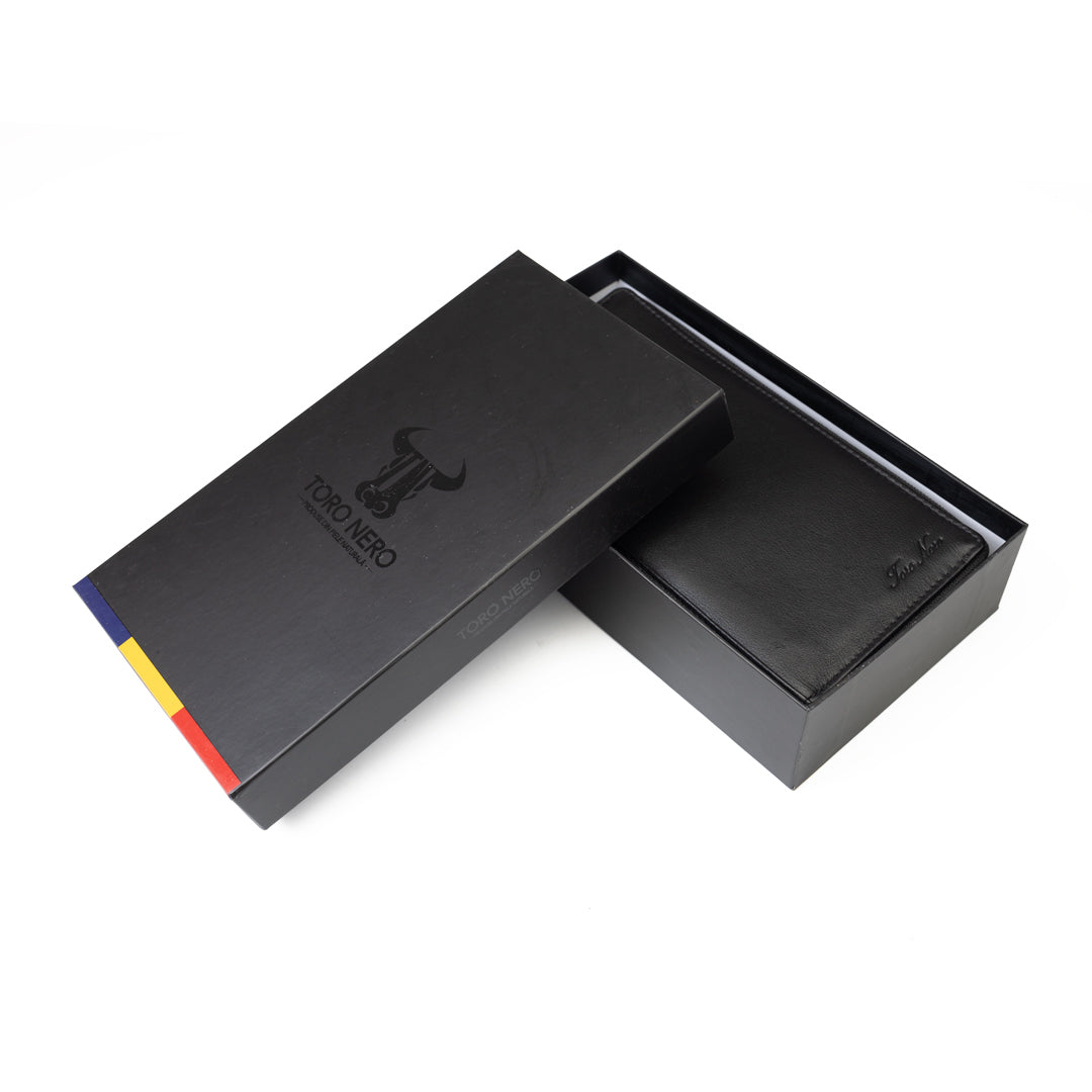 Portefeuille femme en cuir véritable noir Ina, protection RFID
