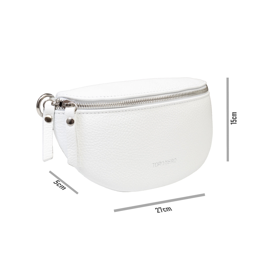 Damska nerka ze skóry naturalnej biała Waist Glam