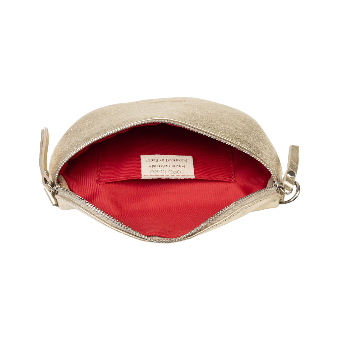 Pochette femme en cuir véritable doré Waist Glam