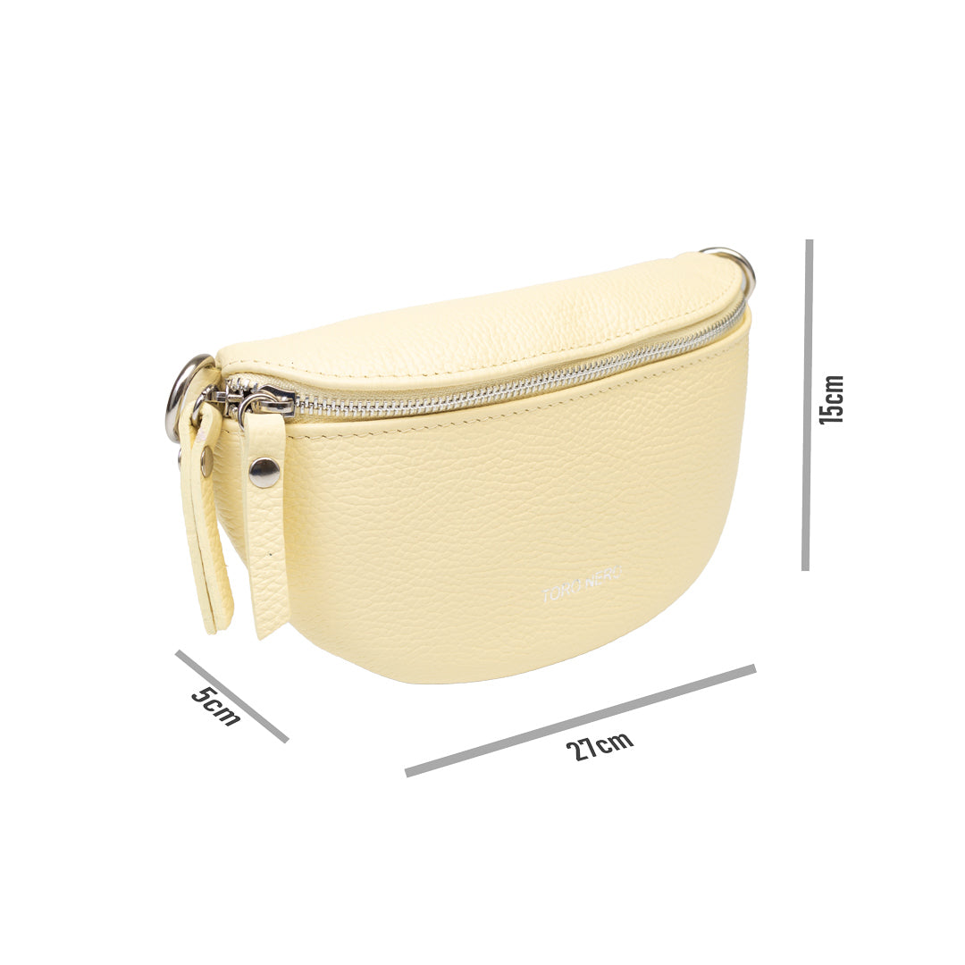 Damska saszetka z naturalnej skóry, cytrynowożółta, Waist Glam
