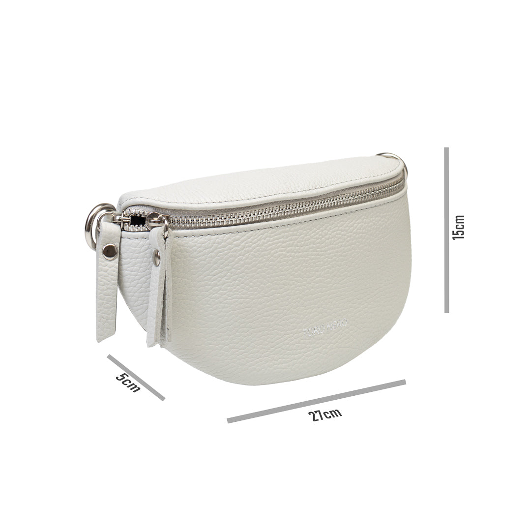 Damska saszetka z naturalnej skóry, szara, Waist Glam