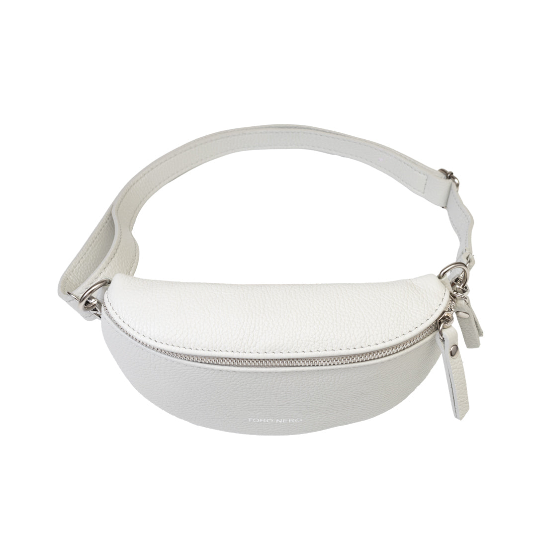 Damska saszetka z naturalnej skóry, szara, Waist Glam