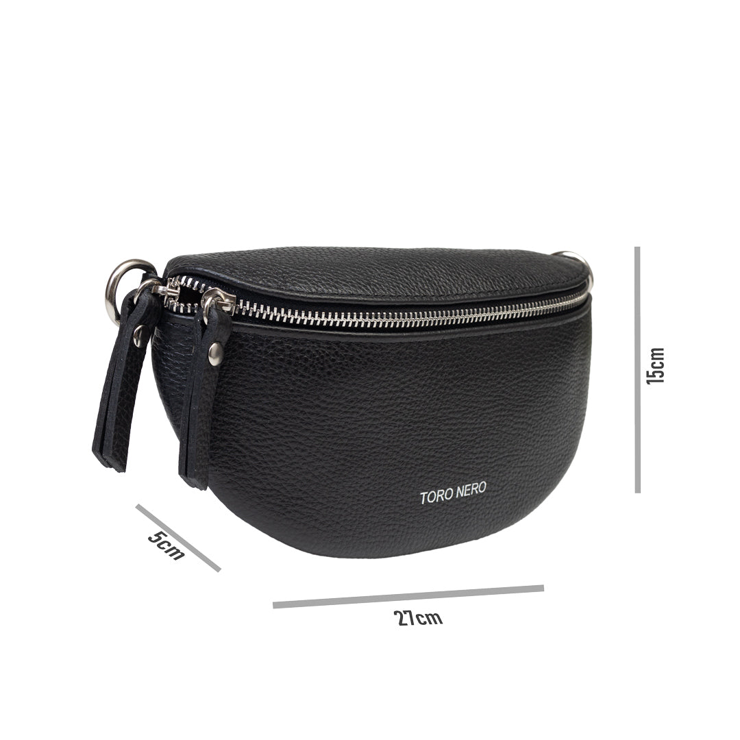 Damska saszetka ze skóry naturalnej w kolorze czarnym Waist Glam