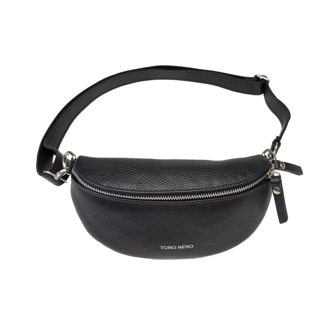 Marsupio da donna in vera pelle nero Waist Glam