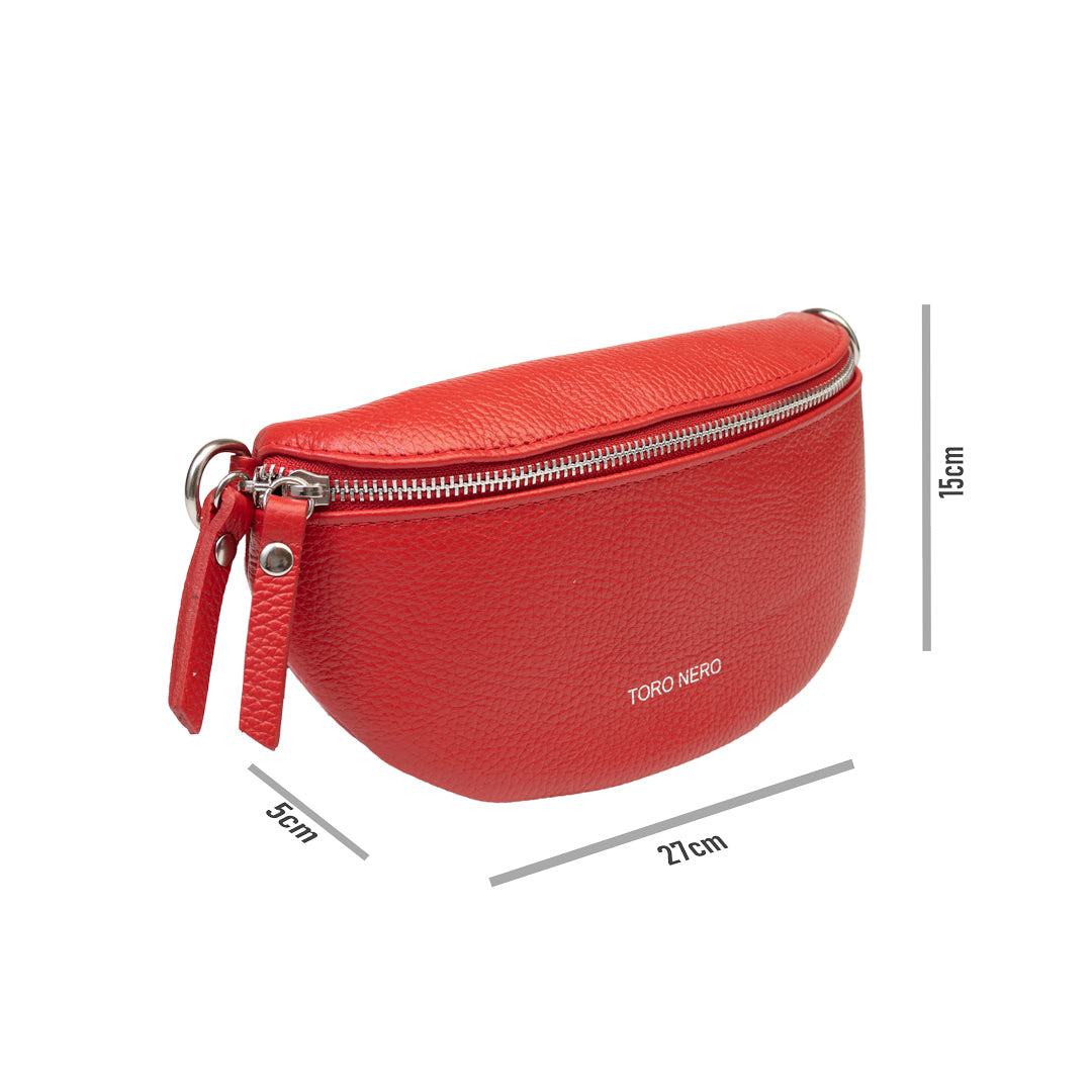 Damska saszetka ze skóry naturalnej w kolorze czerwonym Waist Glam