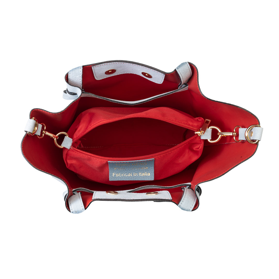 Damenhandtasche aus hellblauem Wildleder Loretta