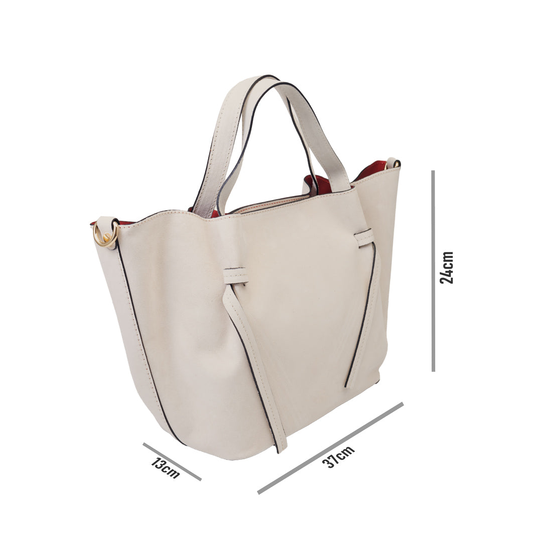 Damenhandtasche aus beigem Wildleder Loretta