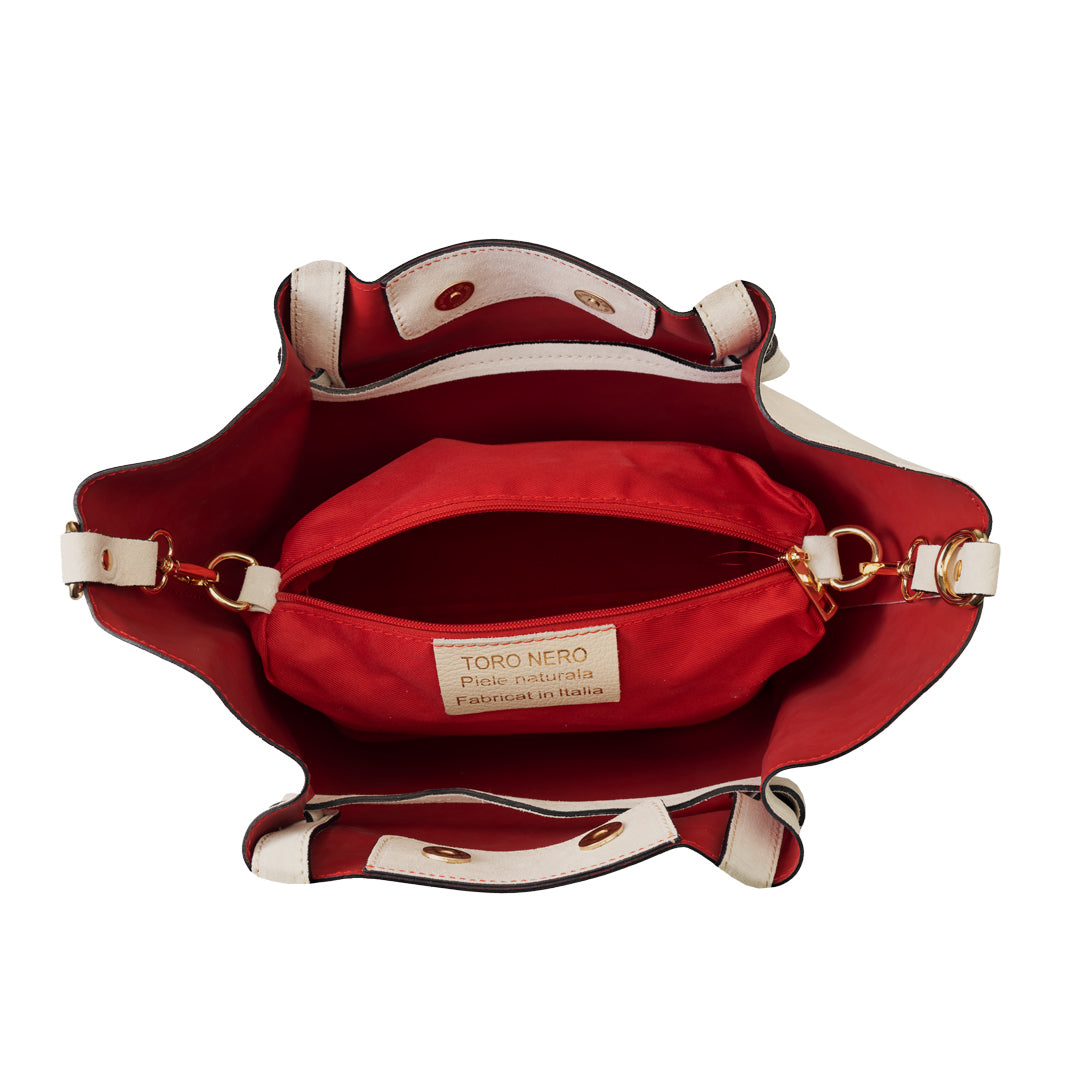 Damenhandtasche aus beigem Wildleder Loretta
