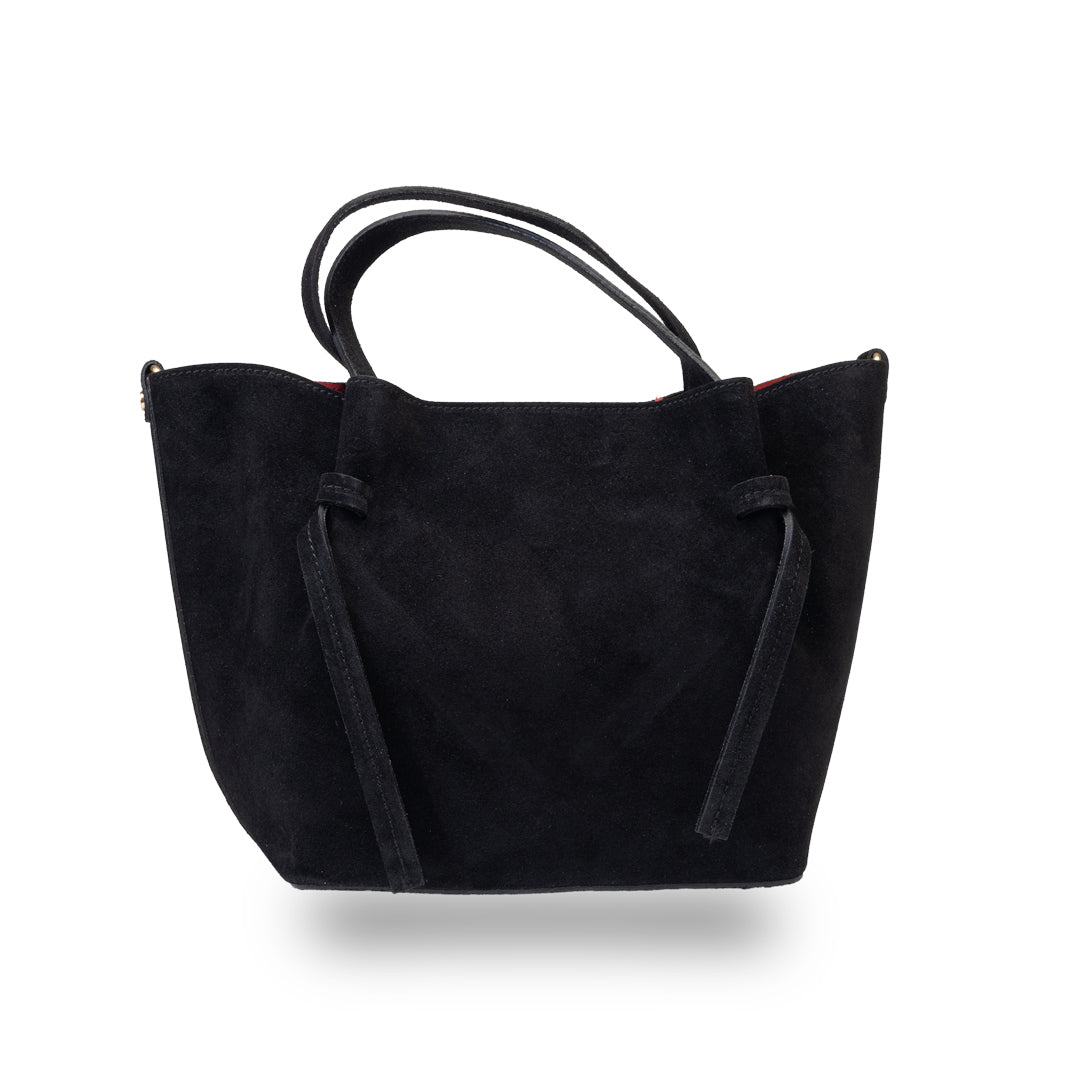Damska torba z naturalnego zamszu, czarna Loretta