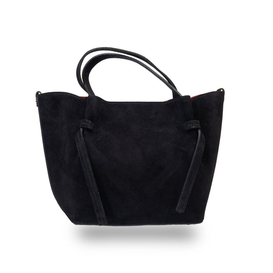 Damska torba z naturalnego zamszu, czarna Loretta