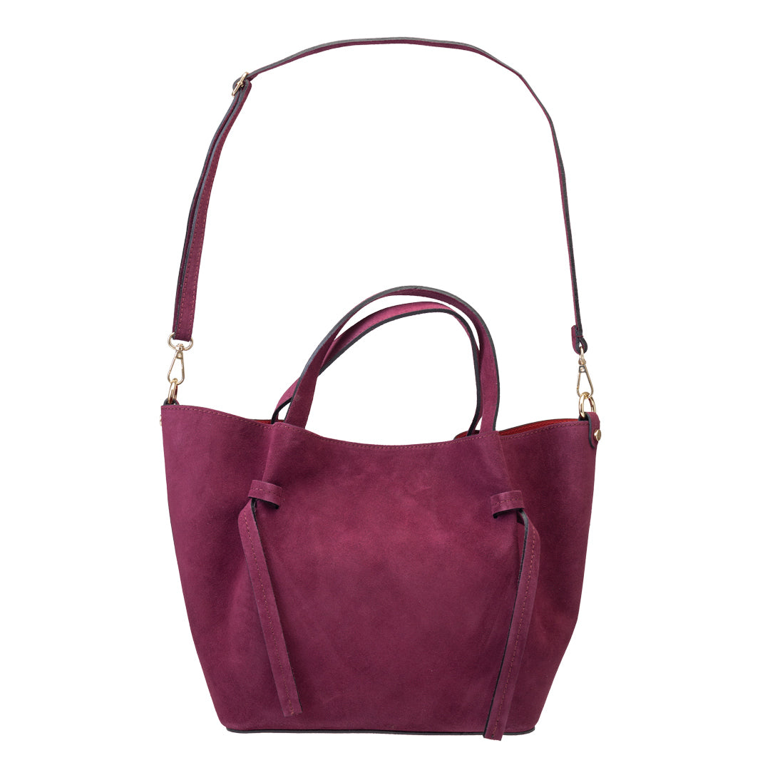 Sac à main femme en daim naturel prune Loretta