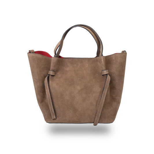 Damska torba z naturalnego zamszu, ciemnotaupe Loretta