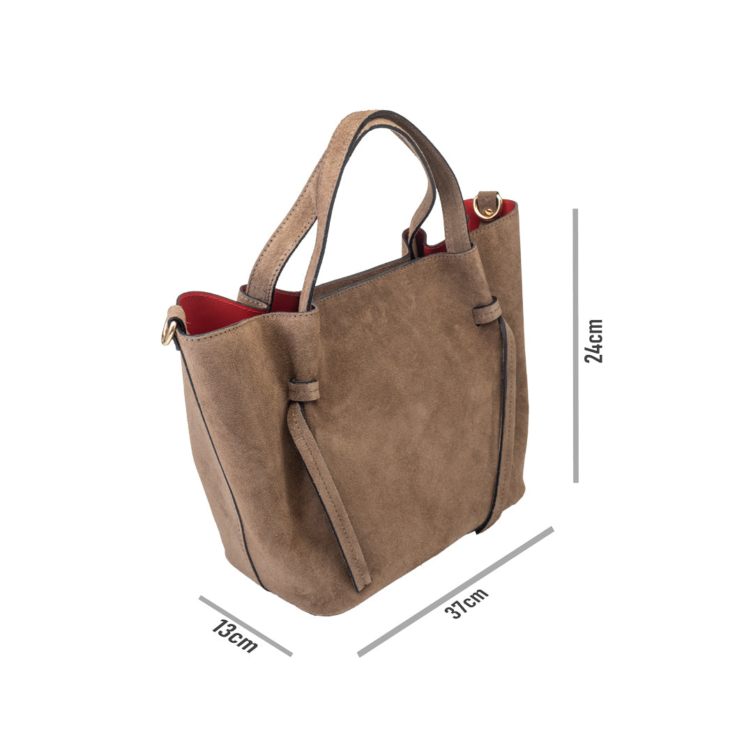 Damska torba z naturalnego zamszu, ciemnotaupe Loretta