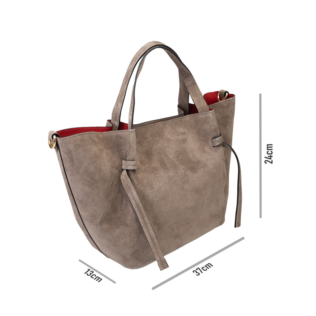 Damska torba z naturalnego zamszu, jasnotaupe Loretta