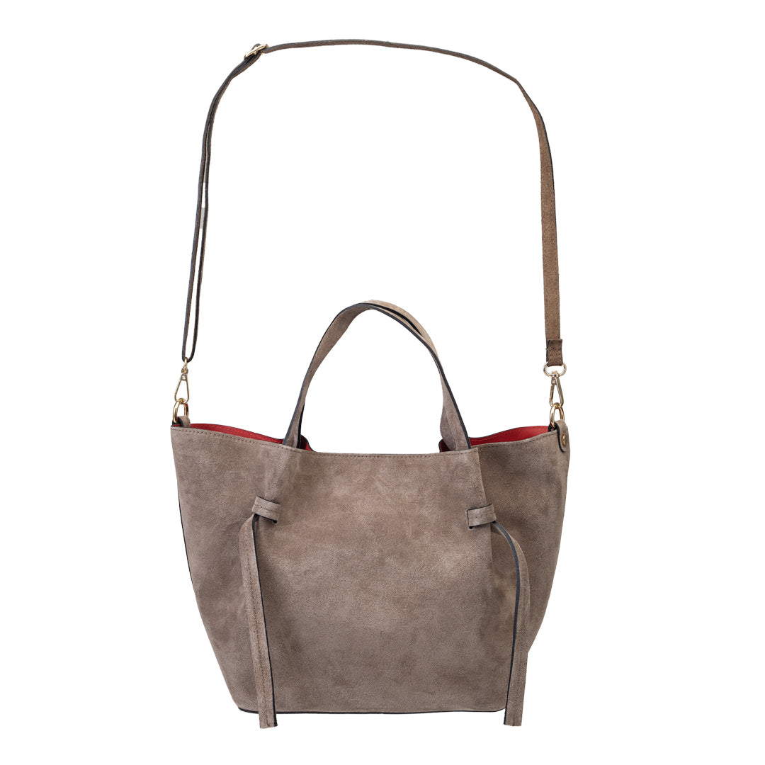 Sac à main femme en daim naturel taupe clair Loretta