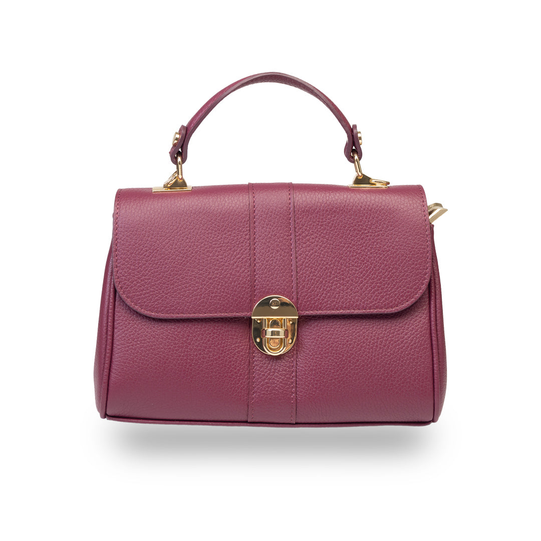Damska torba z naturalnej skóry, bordowa, Beatrice