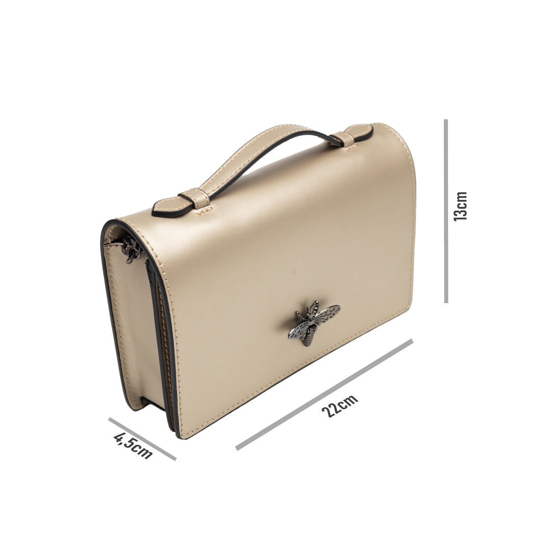 Sac à main en cuir véritable doré pour femme Lori