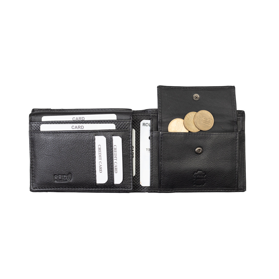 Herren-Brieftasche aus echtem Leder schwarz-line Vox, RFID-Schutz