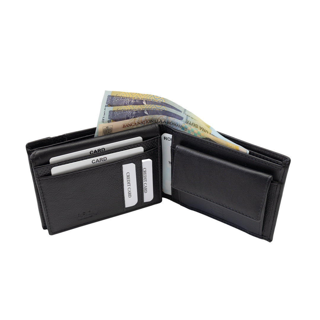 Herren-Brieftasche aus echtem Leder schwarz-line Vox, RFID-Schutz