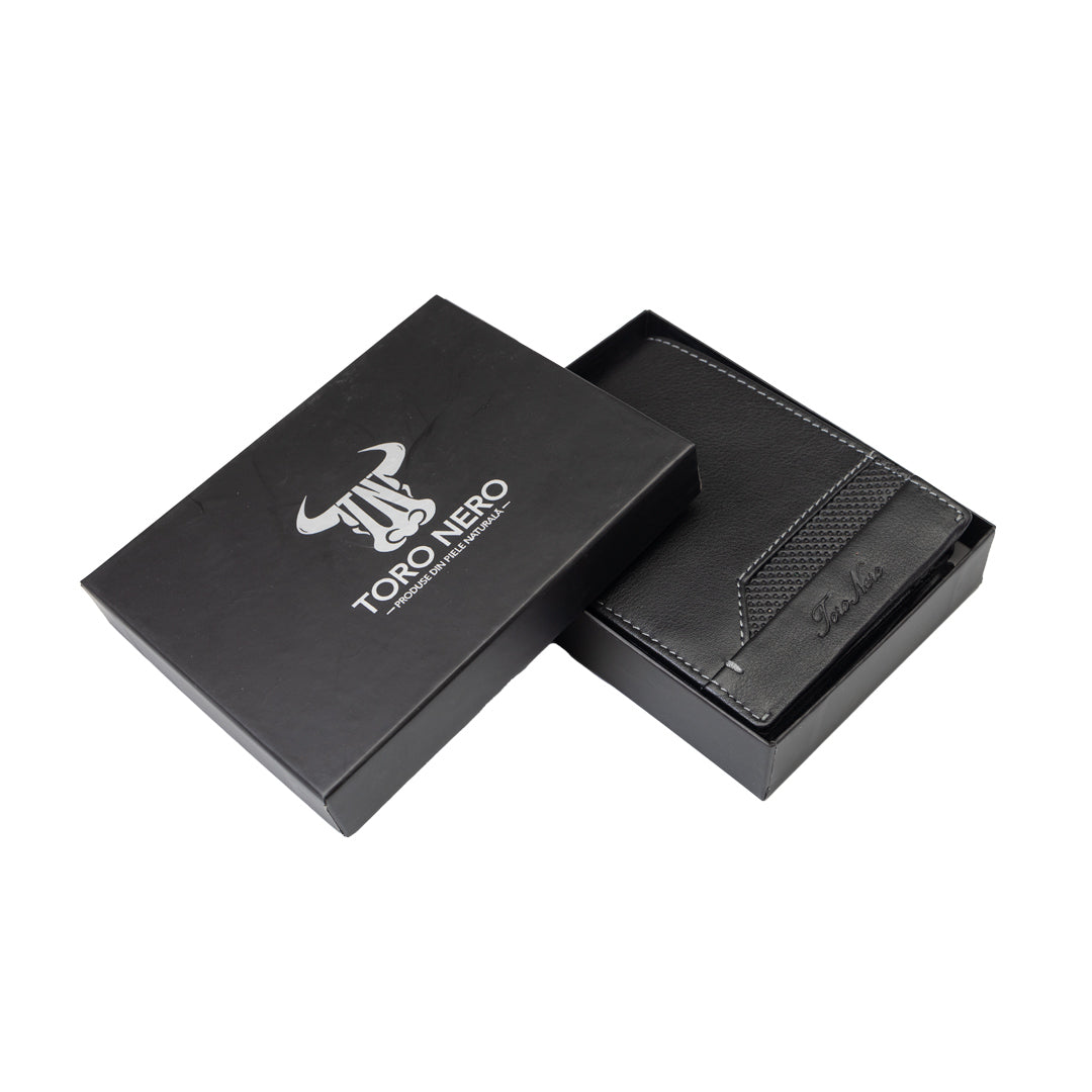 Herren-Brieftasche aus echtem Leder schwarz-line Vox, RFID-Schutz