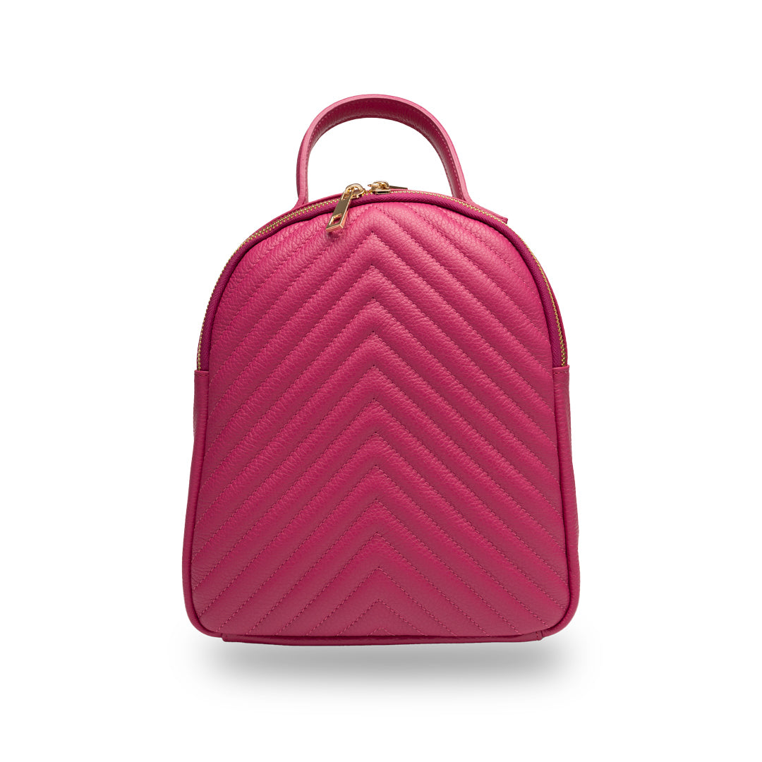 Damski plecak z naturalnej skóry, fuksjowy, Ruxi