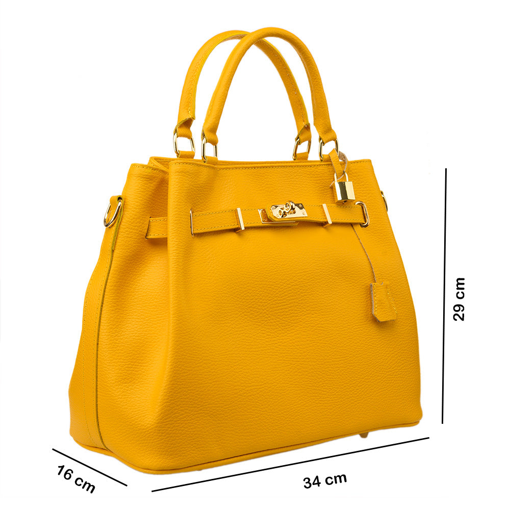 Bolso de mujer de piel natural amarillo Odyssey